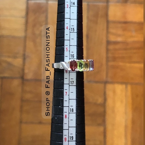 Multi-Stone Gemstone Rainbow Ring Sterling Silver size 5.75 - Picture 8 of 10